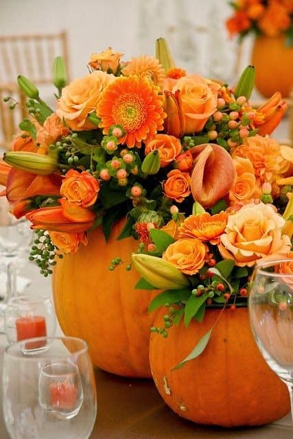 Orange Flower Table Setting for you thanksgiving table just perfect.