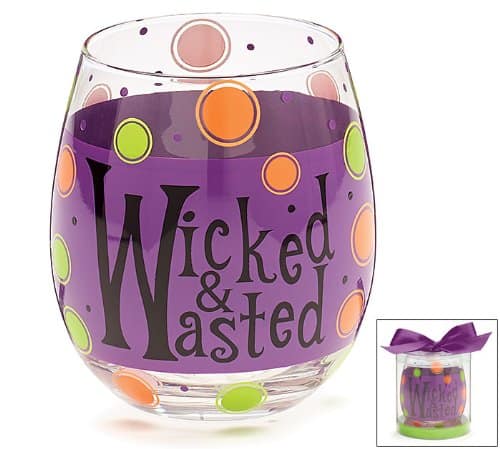 Wicked and Wasted Halloween Wine Glass