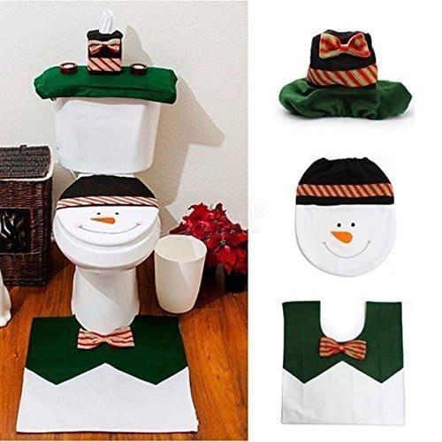 Snowman Toilet Seat Cover and Rug Set