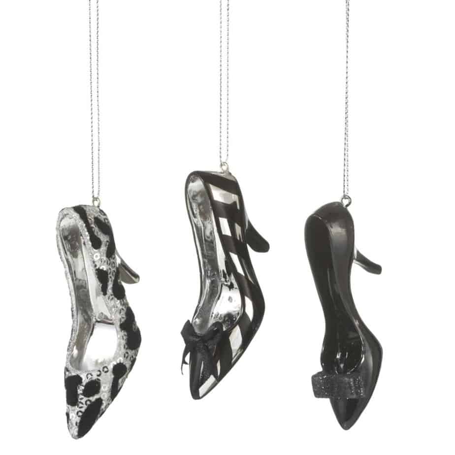 Black and Silver High Heel Ornaments