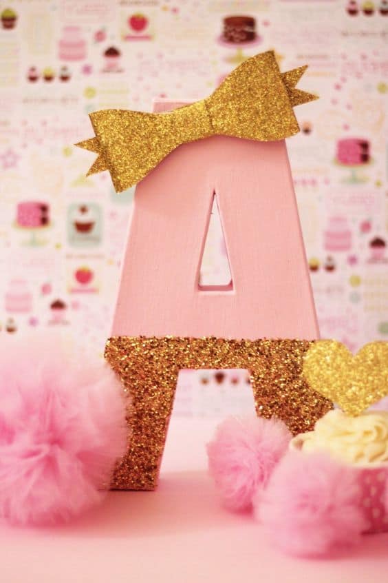 Pink and gold letters