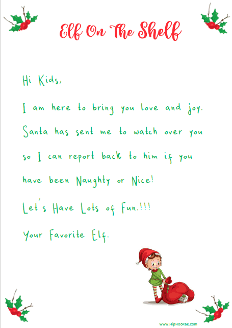 Elf On The Shelf Letter