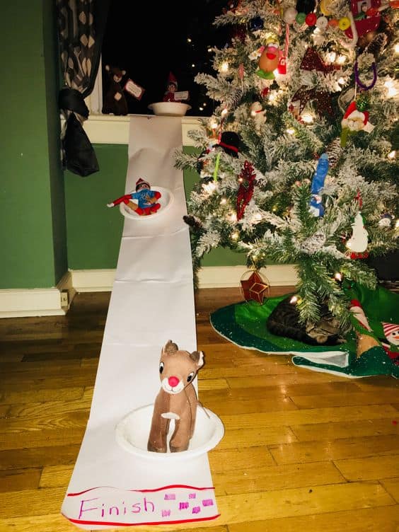 ELf On The Shelf Race with Rudolph