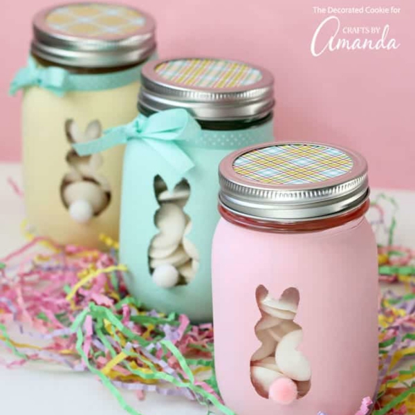 Pastel Easter Bunny Mason Jars