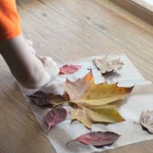 Child Making Fall Leaf Placemat