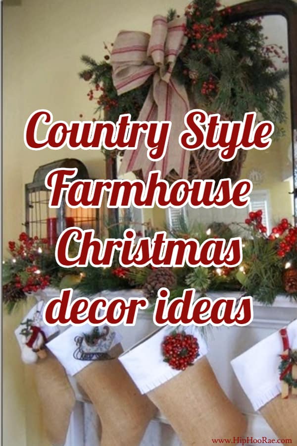 Country Style Christmas mantle with burlap stockings