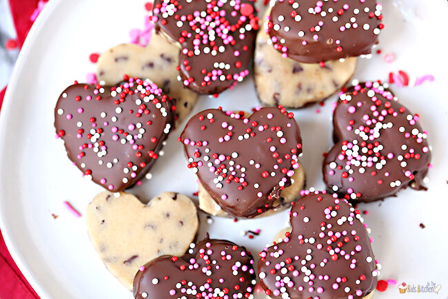 Chocolate covered heart cookies