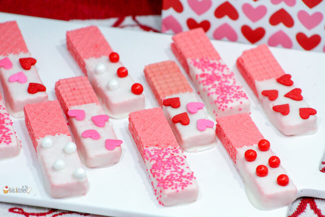 Pink Wafer cookies with white chocolate