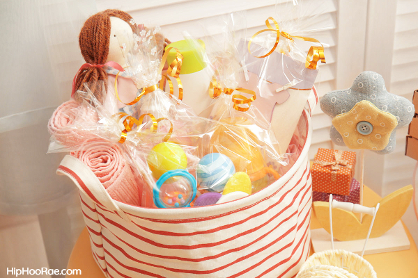 Gift Canvas Basket full of Baby essential items