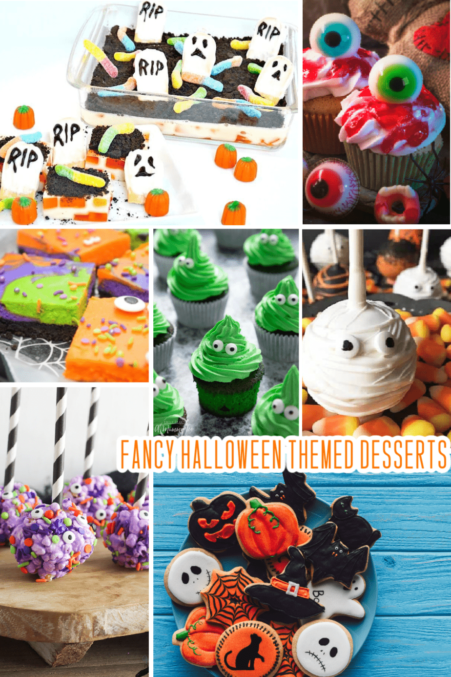 Collage of Halloween Themed Desserts Pinterest pin