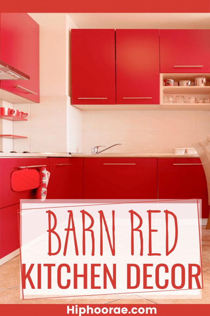 Barn Red Kitchen with text overlay 