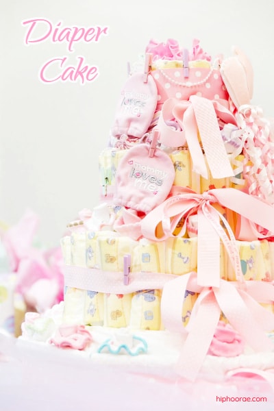 Pink Diaper Cake