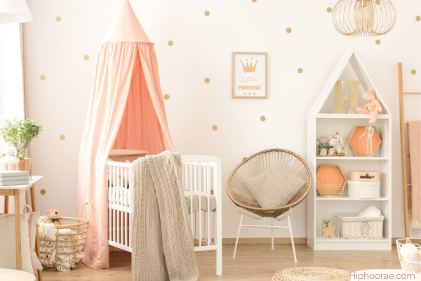 Baby Nursery in soft peach colors