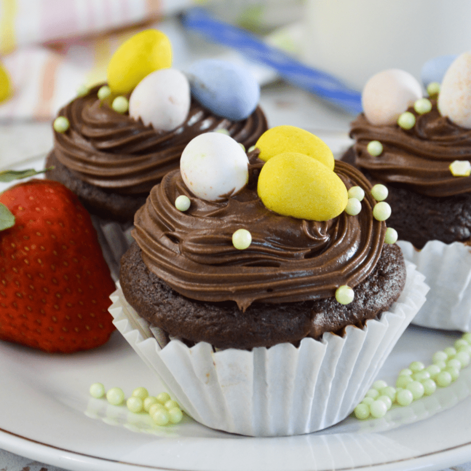 Plate of Easter Egg Cupcakes