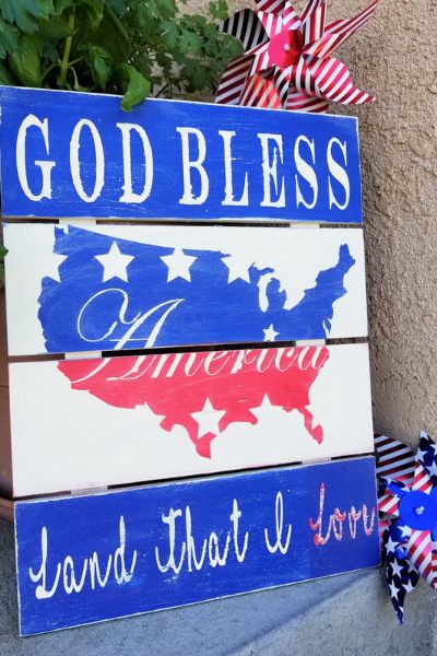 God Bless America Wooden Sign