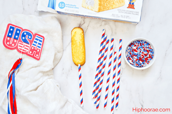 4th of July Chocolate Covered Twinkies with Ingredients to make