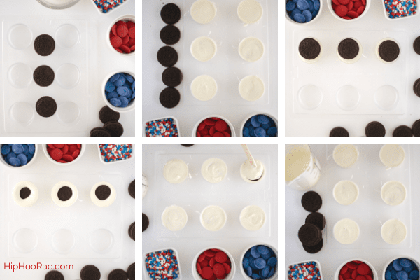 Steps to make 4th July Chocolate Covered Cookies