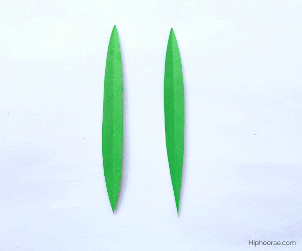 green cardstock cut into leaves for tulip paper flowers