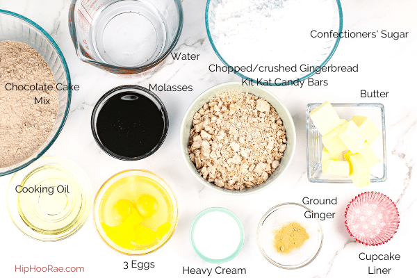 Ingredients needed for the Gingerbread cupcakes