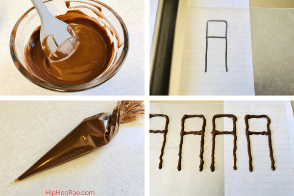 Process photos to make chocolate handle for the Lawn Mower Cupcakes