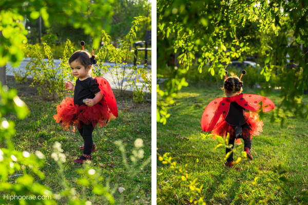 Cute lady bug toddler in a costume