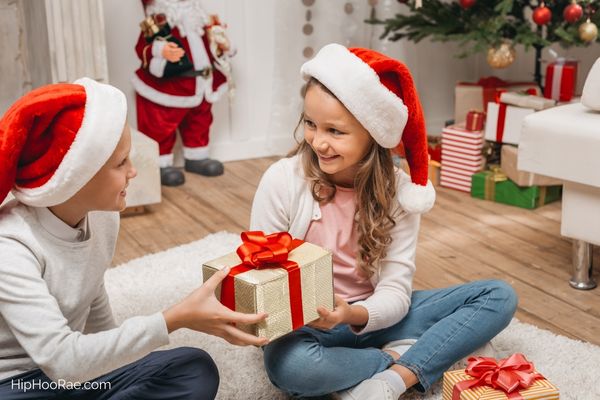 Magical Christmas for kids giving presents