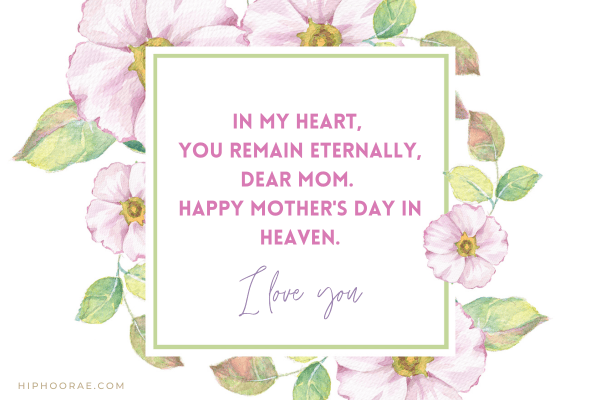 Happy Mother's day In Heaven quote text overlay pretty flowers