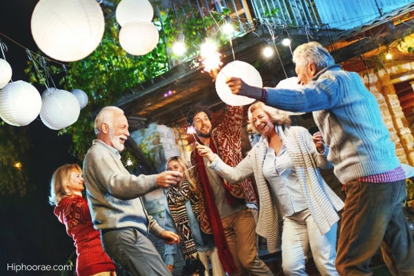 Family dancing at Thanksgiving party