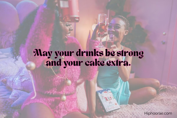 2 girl best friends doing a toast, with birthday wish overlay