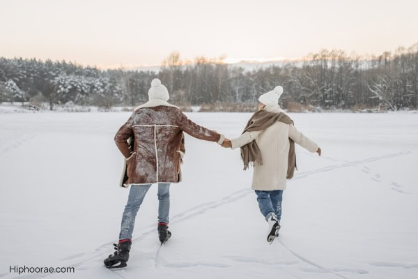 Couple ice skating