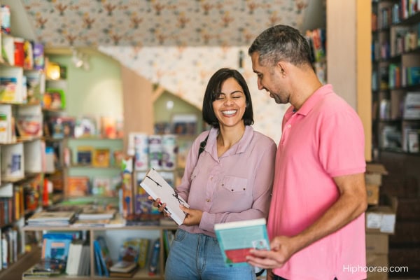 Couple in a bookstore