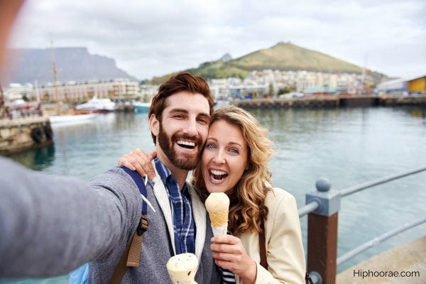 Travelling couple taking a selfie