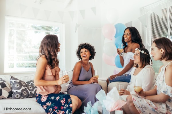 group of women at a baby shower