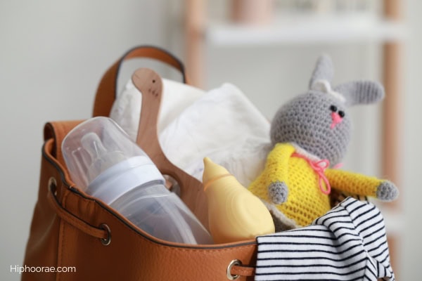 bag filled with baby stuff