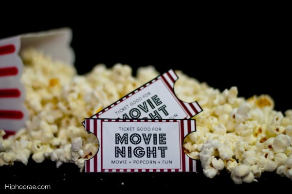 Popcorn and movie tickets