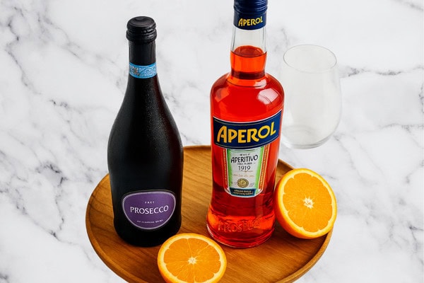 ingredients for aperol spritz cocktail