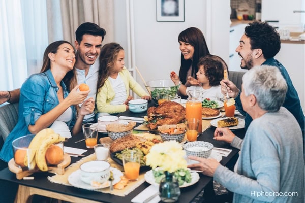 family having Christmas lunch