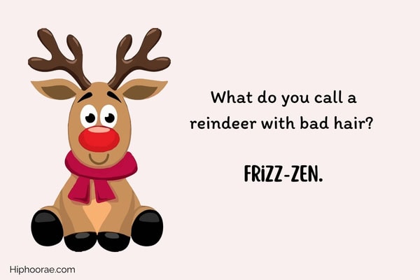 cute reindeer illustration with joke overlay