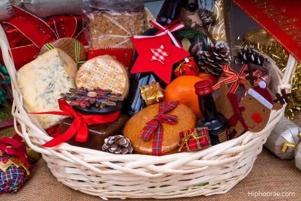 Christmas basket gift of assorted snacks