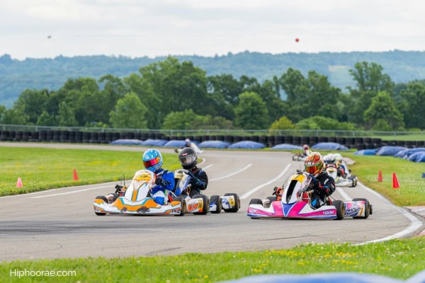 couple riding go-kart
