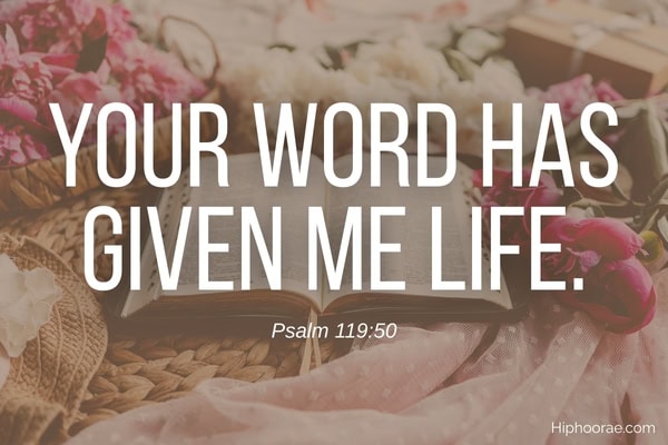 open bible in home morning interior with bible quote overlay