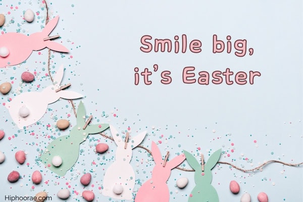 Easter paper rabbits garland with quote overlay