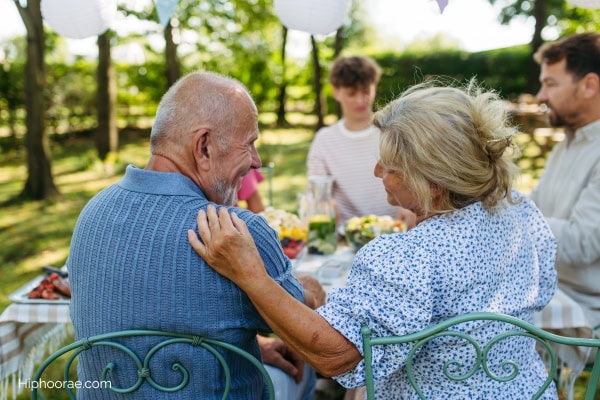 Grandparents at a garden party
