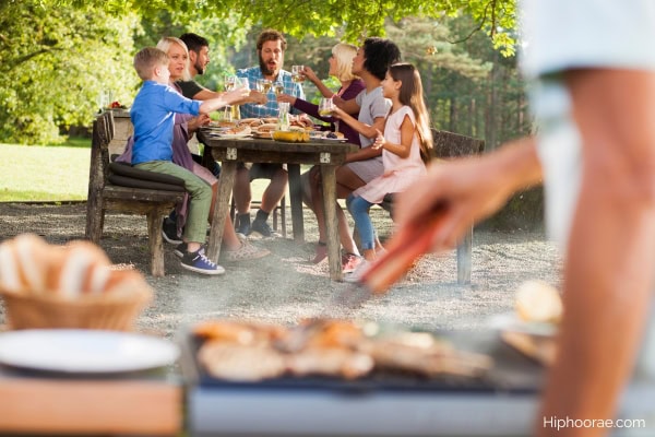 Family having a BBQ party outdoors