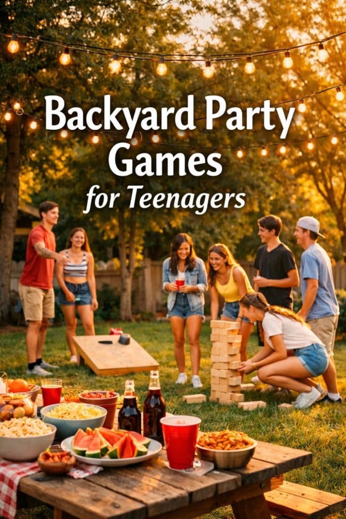 These backyard party games for teenagers are guaranteed to get every guest off their phone and into the action. From giant Jenga with forfeits to glow in the dark ring toss and Spikeball tournaments, there is something here for every teen party. Save this for your next backyard bash and make it a night they will never forget