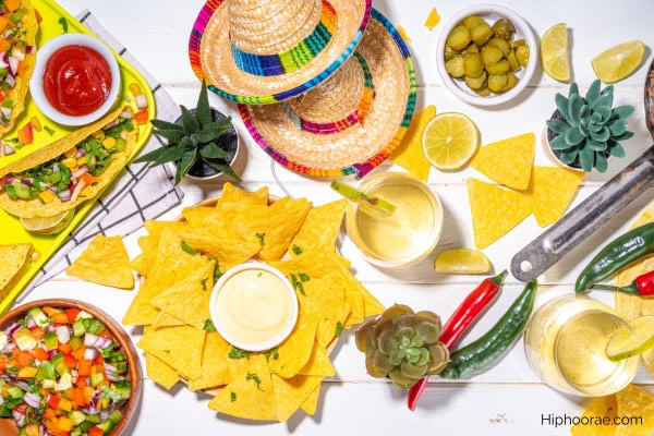 cinco de mayo foods - tacos, nachos, salsa, dips