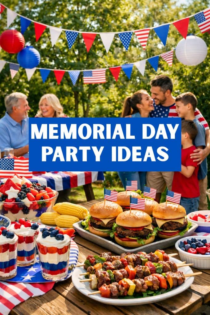 Planning a Memorial Day party that honors service while creating lasting memories? These patriotic party ideas blend meaningful activities with fun entertainment for all ages. From red, white and blue themed games to heartfelt remembrance activities, create a celebration everyone will treasure. #MemorialDay #PatrioticParty #PartyPlanning #FamilyFun #MemorialDayParty
