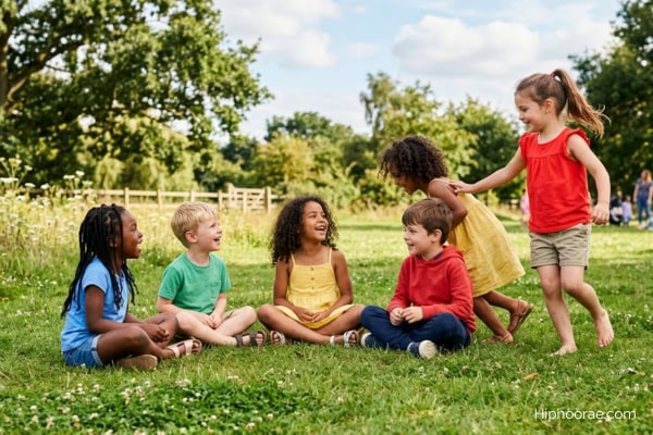 kids playing duck duck goose