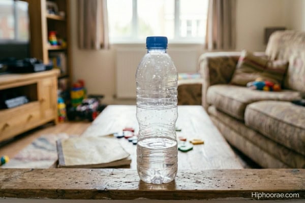 Plastic water bottle on a ledge