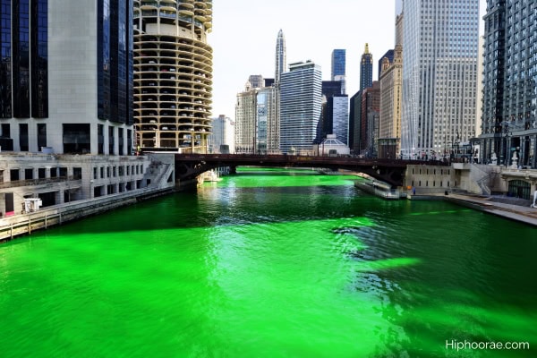 green river in Chicago for St Patrick's Day